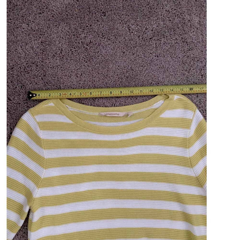 Soft Surroundings Women Sweater Size M Stripe Vista Pom Pom Hem Pullover Tunic - Picture 4 of 7